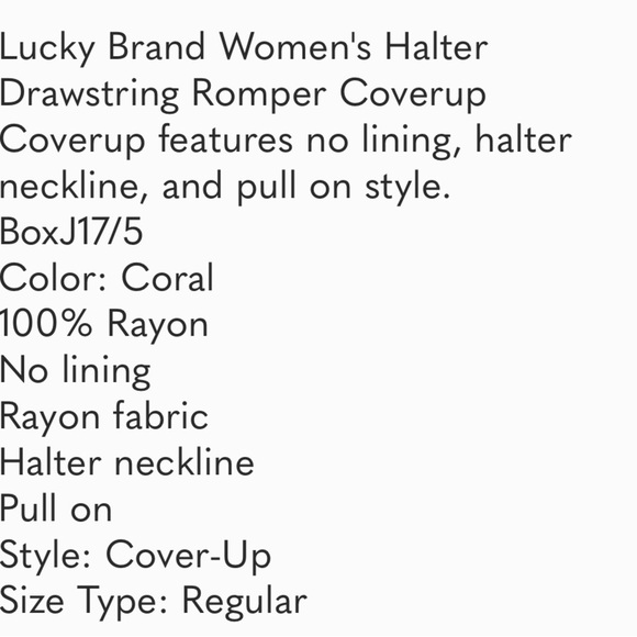 Lucky Brand Women's Halter Drawstring Coverup in size M-L NWT - Picture 5 of 6